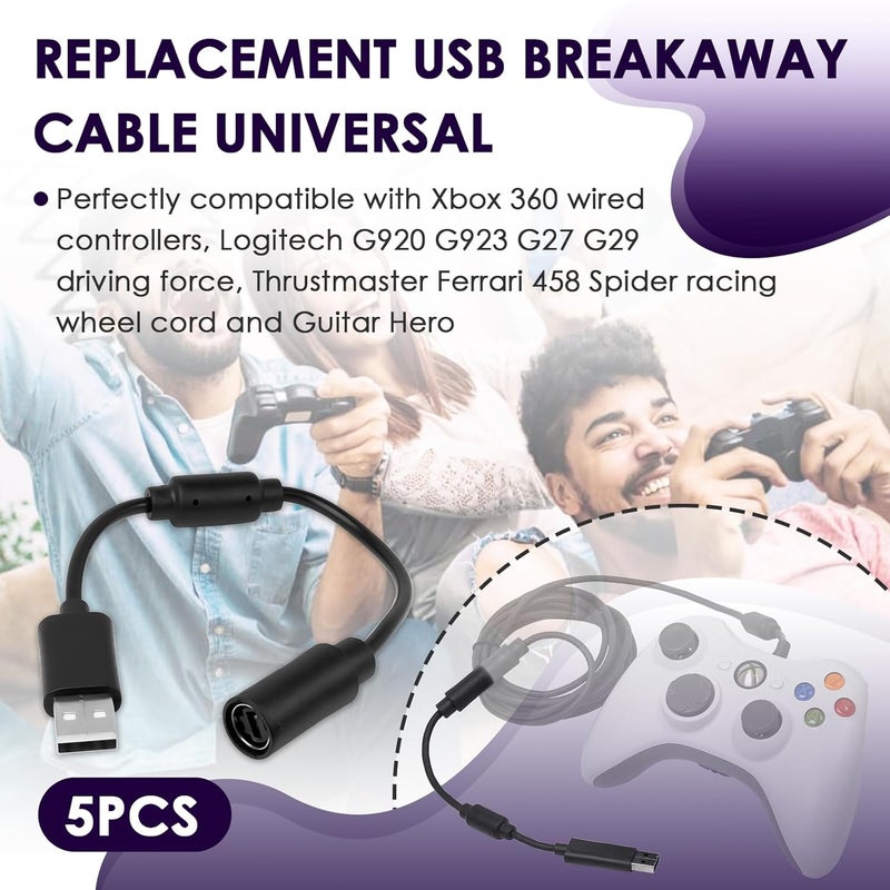 chaseroad USB Breakaway Cable for Xbox 360, Rocksmith Real Tone Cable, Xbox Controller Cord, Xbox USB Adapter, Guitar Hero Dongle , Compatible with Logitech G920 G923 G27 & Thrustmaster 458 Spider Racing Wheel - Image 2